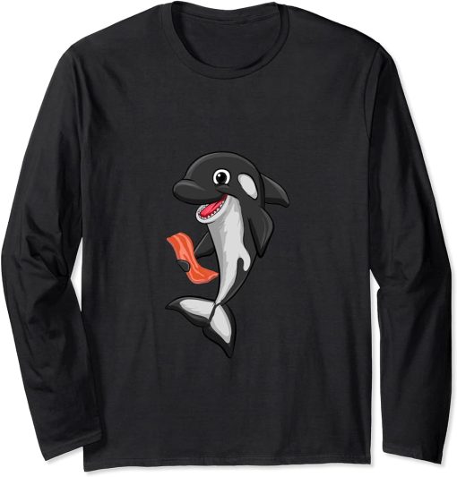 Bacon Food Love Killer Whale Orca Lover Animal Womens Long Sleeve T-Shirt