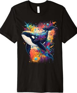 Colourful mystical orca whale watching dolphin pottwhale orca whale Premium T-Shirt