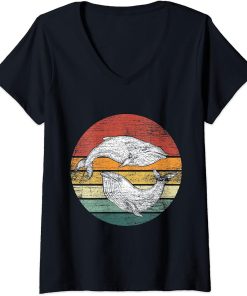 Womens Retro Orca V-Neck T-Shirt