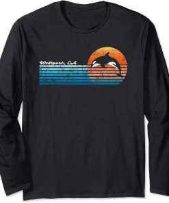 Vintage Westport, CA Retro 80s Orca Sunset Long Sleeve T-Shirt